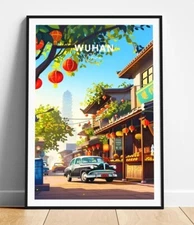 Wuhan travel print - China travel poster, Wuhan poster, Wuhan China poster