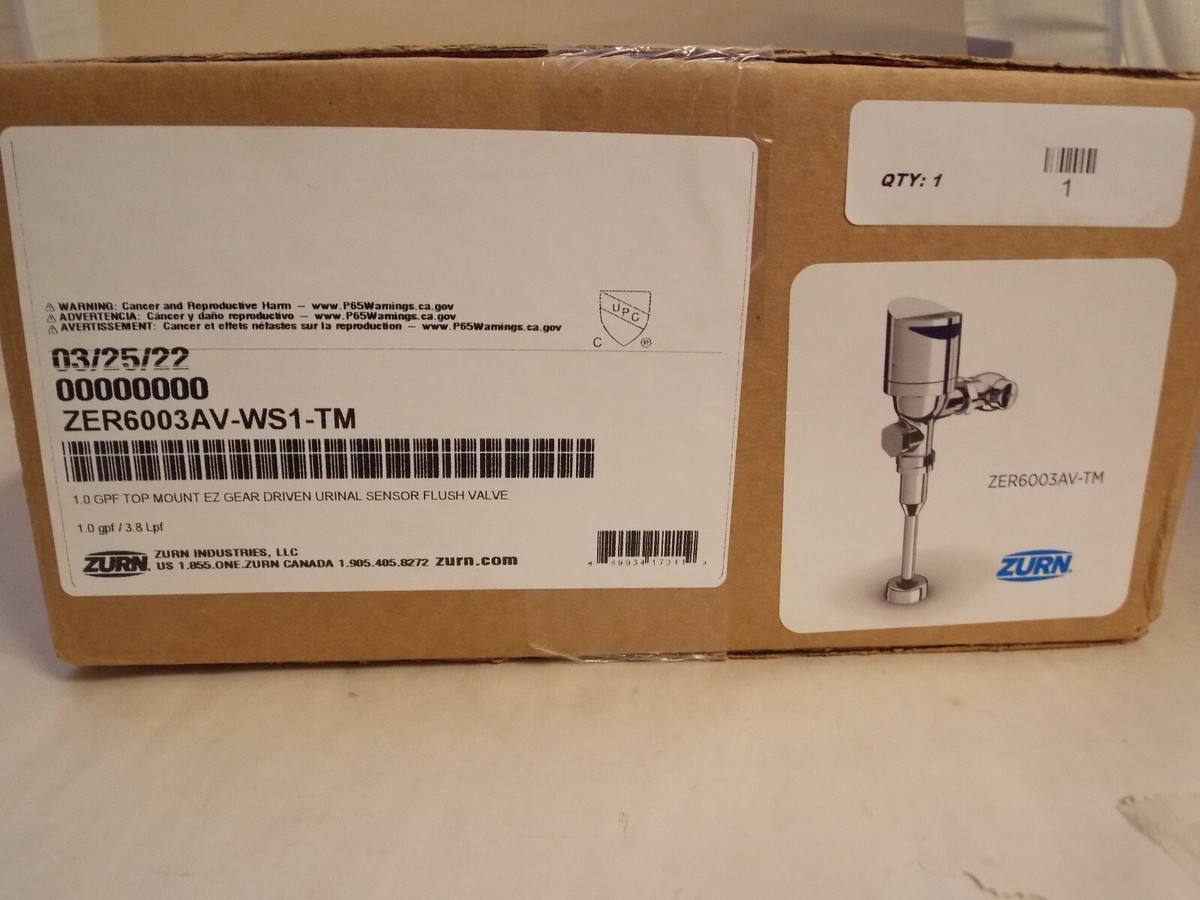 Válvula De Descarga Sensorizada Zurn ZER6003AV-WS1-TM | 1.0 GPF | Montaje Superior Con Engranajes