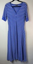 Lauren Ralph Lauren Women Striped Waffle-Knit Cotton Henley Dress Sz XL Soft