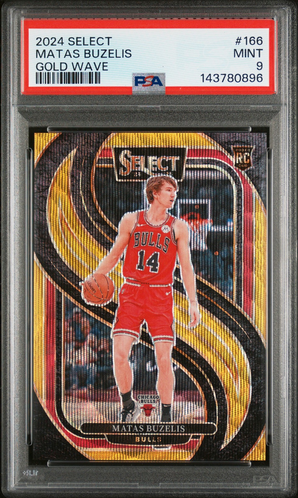 Matas Buzelis 2024 Panini Select #166 Gold Wave /10 SSP PSA 9 Rookie Bulls