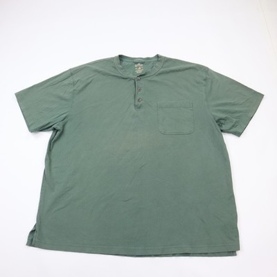 Red Head Henley Shirt Mens 2XL Green Cotton Pocket Tee Outdoor Short Sleeve