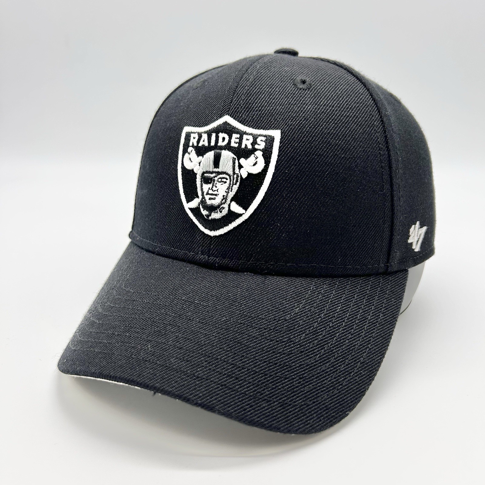 Las Vegas Raiders '47 Brand Black Clean Up Relaxed-Fit Strapback OSFM Hat Cap 