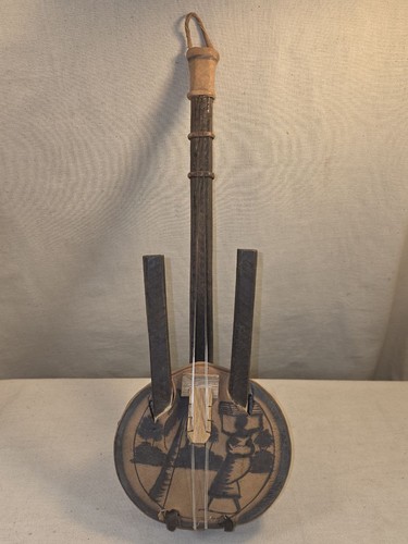 African Gourd String Instrument with Skin Head – Handmade – Untested 023775