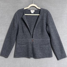 Vintage Talbots Jacket M Petite Charcoal Gray Boiled Felted Wool Blazer Career