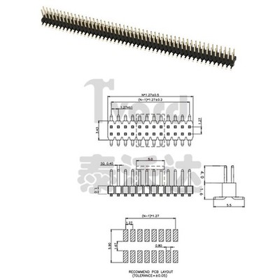 Stiftleiste Schwarz 40 Pin/ 50 Pin 1,27mm 1/ 2 reih Pin Header Breadboard 