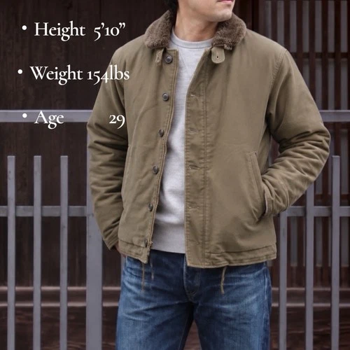 Buzz Rickson's N-1 Deck Jacket USN Navy Department Khaki Cotton Men's M - product listing photo