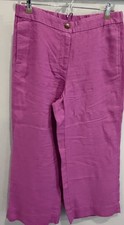 J Jill Love Linen Wild Orchid Wide Leg Crop Pants 100 Linen Size Small New