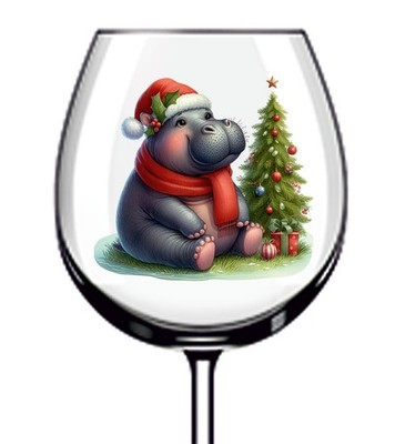 12x bunte Weihnachten Nilpferd Vinyl Aufkleber Abziehbild Becher Weinglas Flasche Van