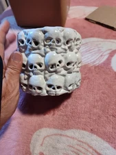 POTTERY BARN HALLOWEEN BONE YARD CANDLE HURRICANE 4 INCH