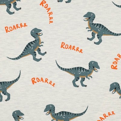 Dinosaurier Ecru Melange JERSEY Baumwolljersey Kinderstoff Meterware Kind JB046