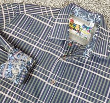 Robert Graham Button-Up Shirt Mens L Green Plaid Flip Cuff Long Sleeve