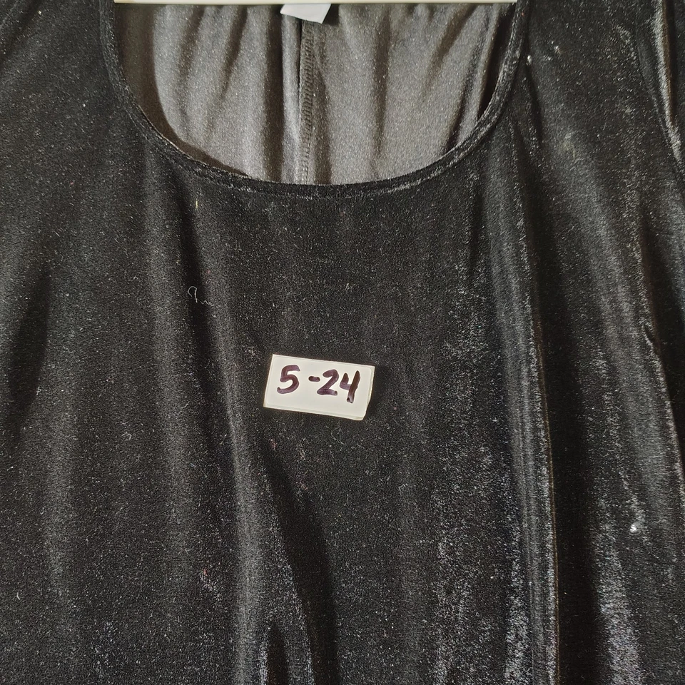 Vestido recto de terciopelo negro manga 3/4 para mujer talla XL Foto 2 de 4