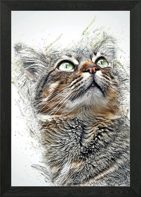 Katze niedliches Tier gerahmtes Wandbild Poster Leinwanddruck Bild