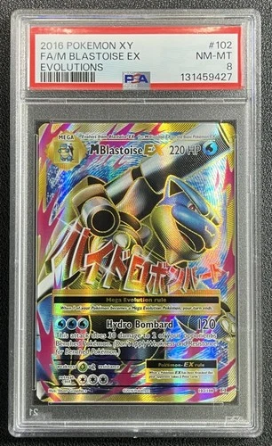M BLASTOISE EX PSA 8 2016 POKEMON XY EVOLUTIONS #102/108 FULL ART FA 9427
