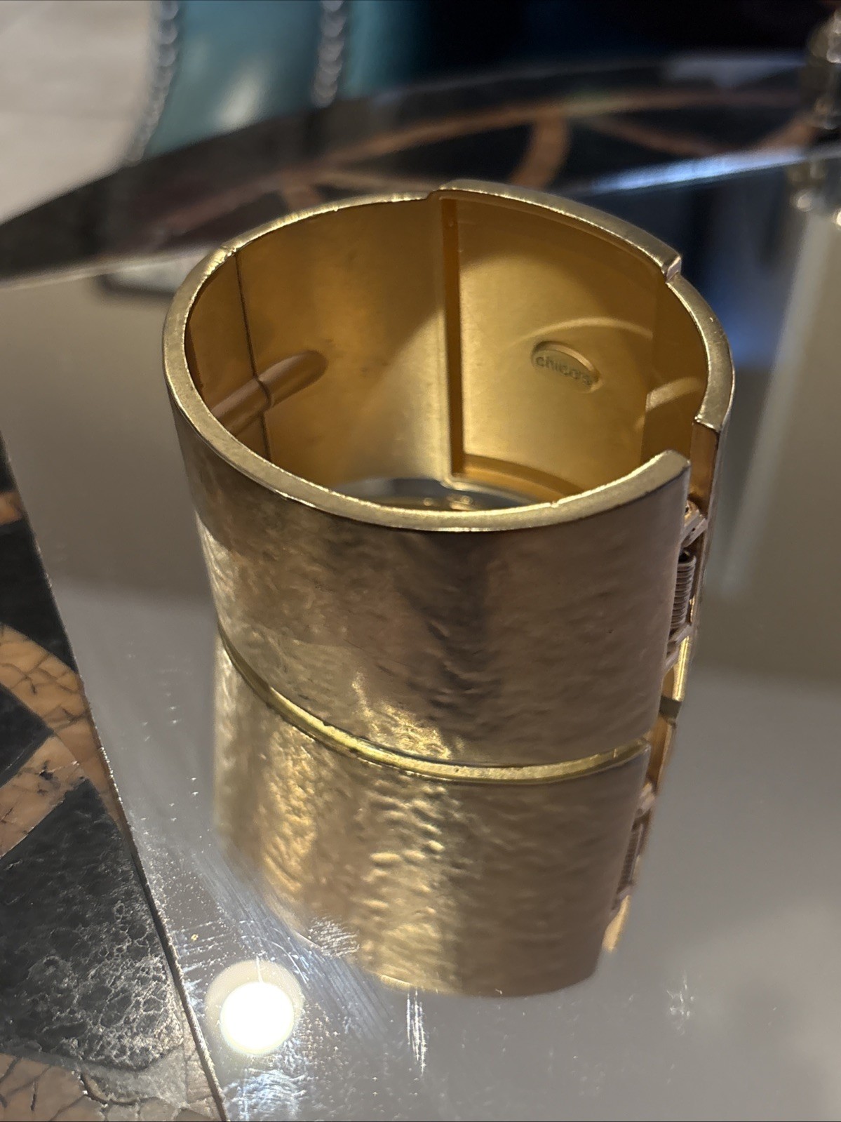 Chico's Statement Hinged Bangle Bracelet Hammered… - image 6