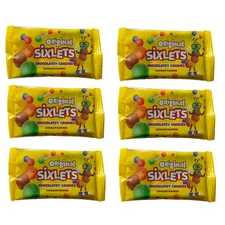 Sixlets Chocolate Hard Shell Candies Classic Nostalgic Travel Movie Candy 6 Pack