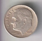 1949-S ROOSEVELT DIME 10¢ SAN FRANCISCO 90% SILVER COIN UNITED STATES MINT