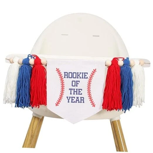 Rookie of the Year 1st Birthday High Chair Banner - Baseball Theme First Party