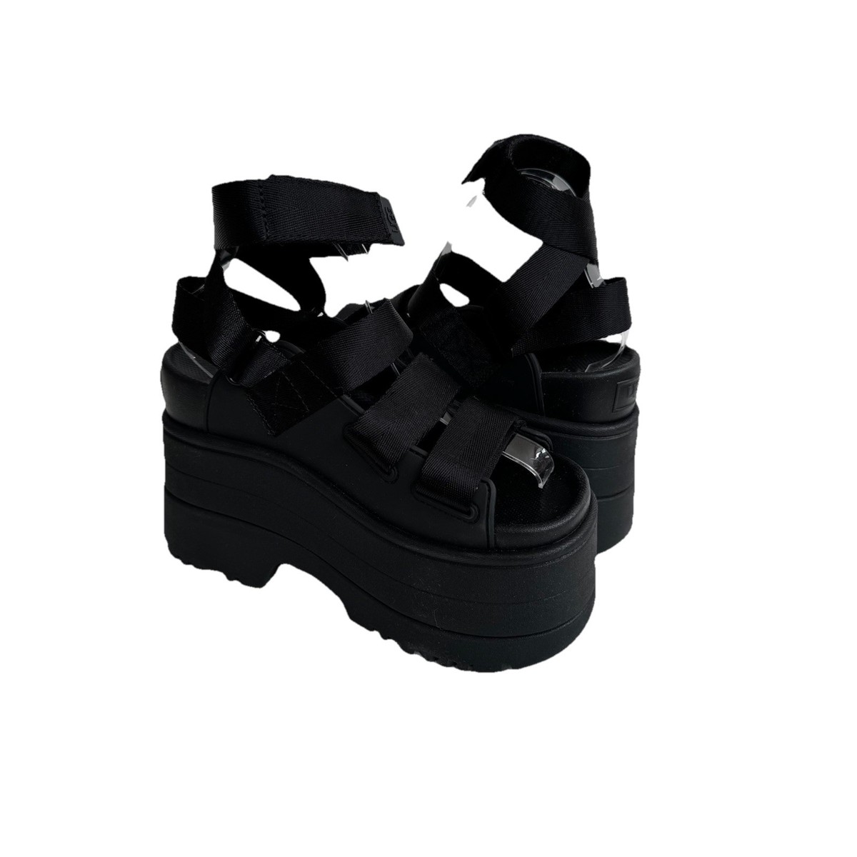 靴 UGG W GOLDENRISE BLACK 23.0 UGG GOLDENRISE BLACK STRAPPY PLATFORM SANDALS US 7 / EU 38 / UK 5