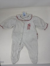 Vintage Carter  s Baby Clothes Terry Sleeper Footed Small 1-11lb Red Bow Ruffle