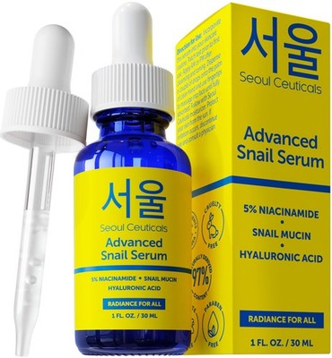 SeoulCeuticals Korean 5% Niacinamide + Snail Mucin 97.5% Essence Serum + Hyal...