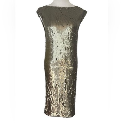 Alice + Olivia Gold Metallic Sequin Shift Dress Size XS MSRP $495 | eBay