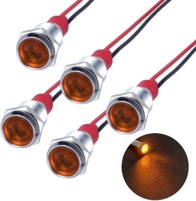 5Pcs Yellow LED Indicator Light 12V 24V Waterproof Wide Flat Head Indicator