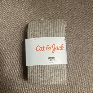 new cat & jack cotton tights gray ribbed  2T-3T 