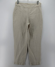 Eileen Fisher Pants Women XS Beige Organic Linen Trousers Straight Pull On