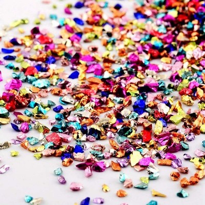 Crushed Glass Metallic Chips 100g for Nail Art, Craft, DIY Projects
