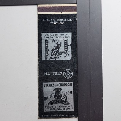 Rector's Bar-B-Q St. Joseph 1950s Black Silver Steaks Charcoal Matchbook