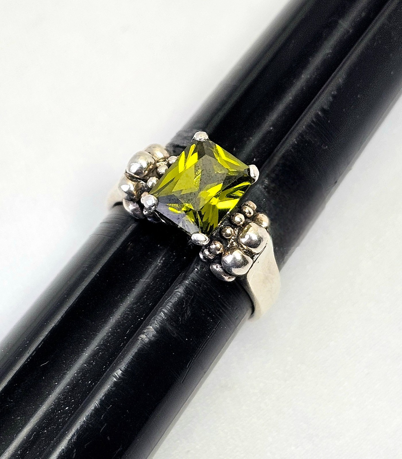 Sterling Silver Solitaire Statement Ring Dark Gre… - image 2