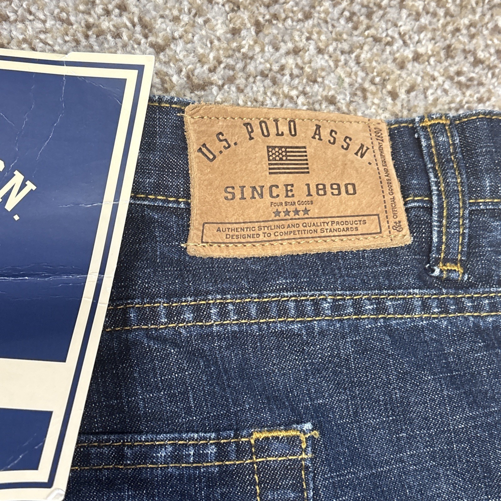 U.S. Polo Assn Jeans Mens 52x34 Denim Dark Wash Vtg Fits 51 X 34 NEW - View 23