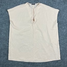 American Apparel Blouse Womens XS/S Peach Pink Short Sleeve Keyhole USA Made