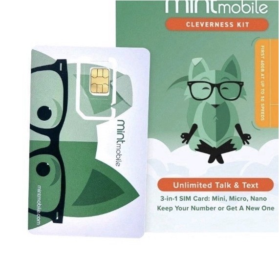 Mint Mobile Unlimited Data Talk & Text 3-Month Prepaid Triple Cut SIM Card Kit