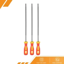 3pack Chainsaw File 5/32" High Carbon Steel Round Rasp with Plastic Handle