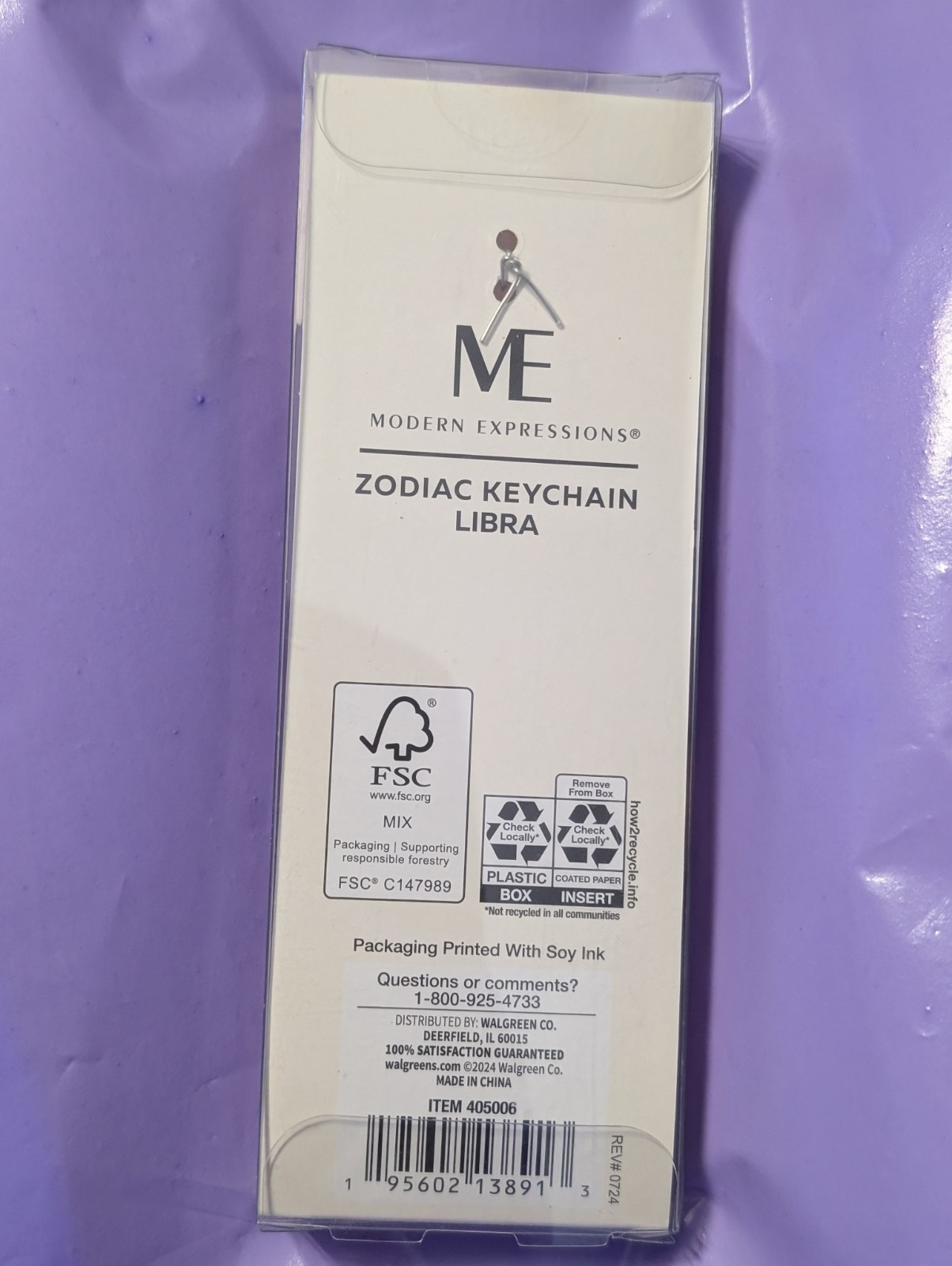 Libra Zodiac Keychain Gold Color w/ Charm Modern Expressions