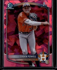 2025 Bowman Chrome Sapphire Caden Powell Padparadscha 1/1 #BCP-212 1st Bowman