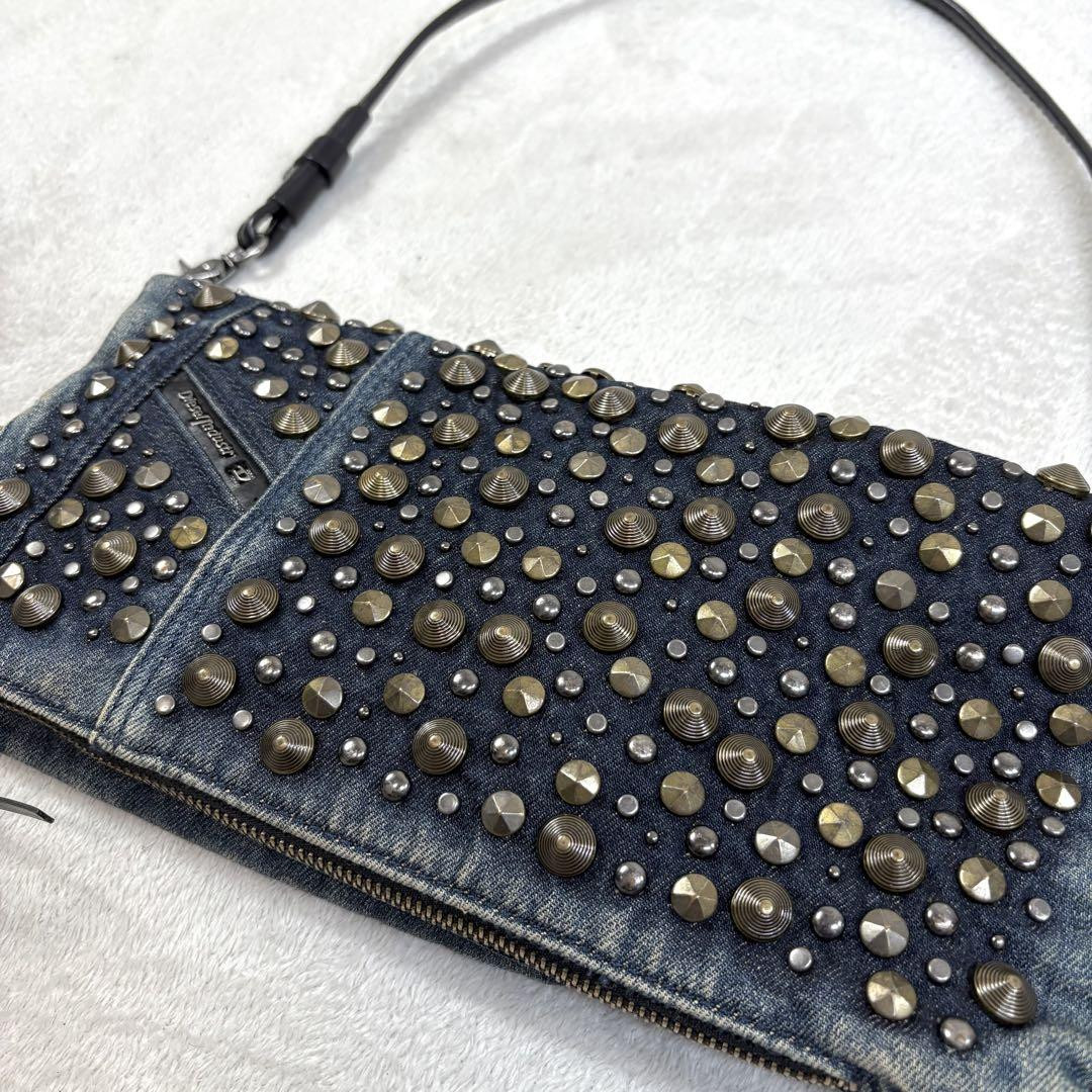 Y2K Diesel Denim Studded One Shoulder Handbag Vintage Y2K Diesel Denim Studded One Shoulder Handbag Vintage