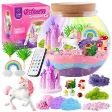 Unicorn Light-Up Terrarium Kit for Kids - LED Night Light Birthday Gift for G...