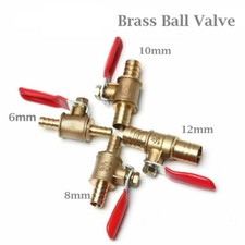 6/8/10/12mm Hose Barb Inline Water/Air Gas Fuel Line Shut-off Brass Ball Valve