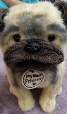 Hallmark 8" Pug Puppy Dog Plush Stuffed Animal My Best Friend Tan Sitting