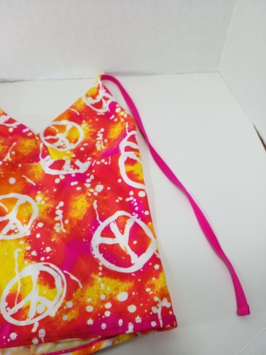 SO Girls Size 16 Tie Dye Tankini Swimsuit Top Peace Sign Design NWT - Picture 4 of 8