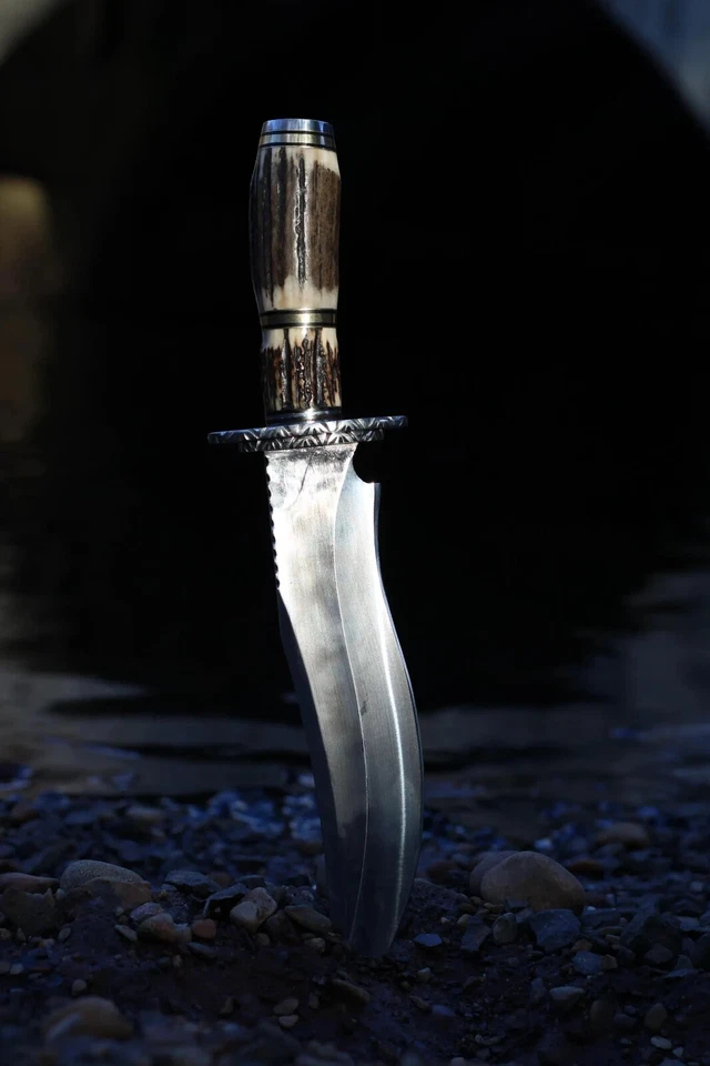 Handcrafted Stainless Steel Hunting Knife with Genuine Deer Antler - Image 4 of 4