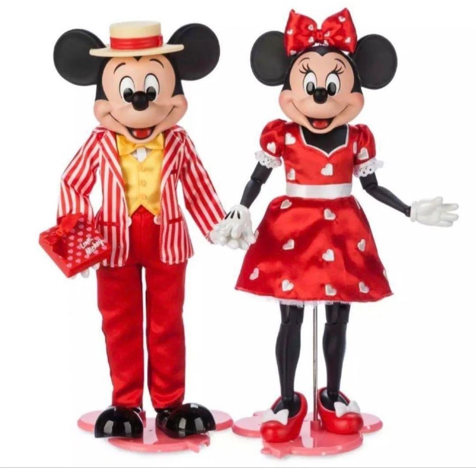 Disney Mickey & Minnie Mouse Figura Set Valentine Versión 100 Aniversario Muñeca - Imagen 3 de 4