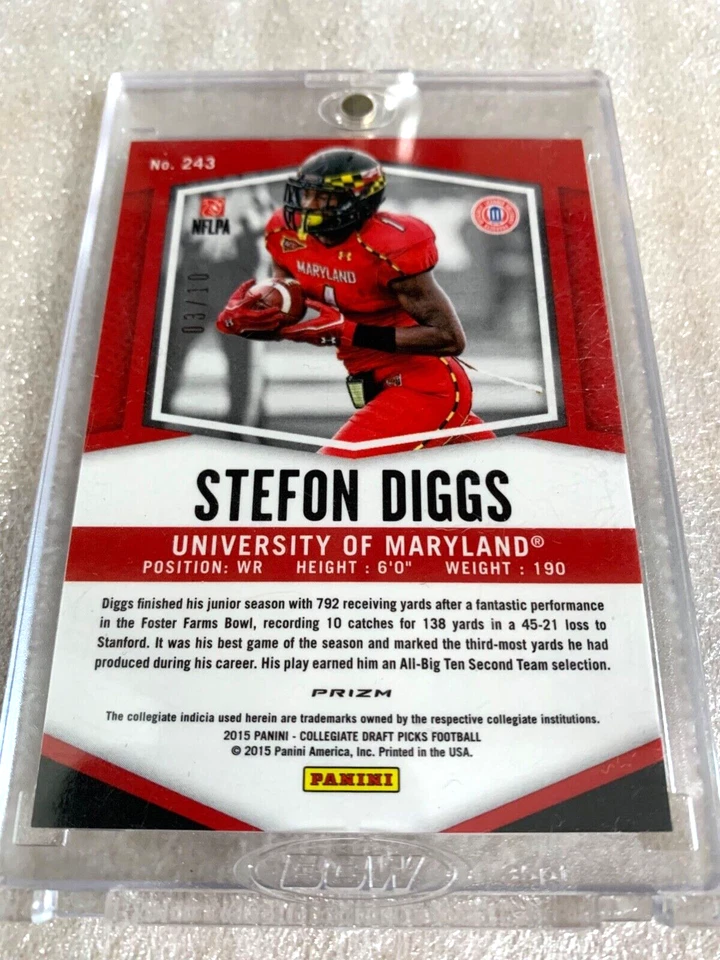 2015 STEFON DIGGS PANINI PRIZM DRAFT PICKS GOLD ROOKIE PRIZM RC # 3/10 (RARE!)🔥 - Image 3 of 4