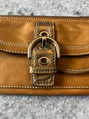 Vintage Coach Wristlet Buckle tan Leather Outer Pocket Clutch | eBay