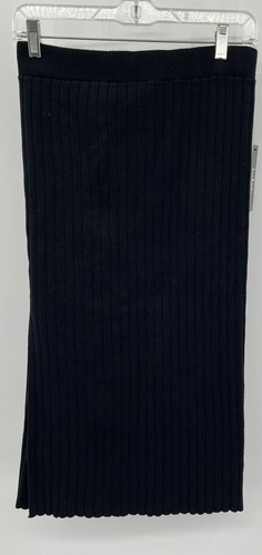 Lulus Black Ribbed Midi Skirt Stretch Slit Pencil Women’s Size Small S Bodycon - Picture 2 of 11