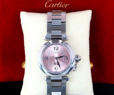 Pasha De Cartier 35mm Date Pink Salmon Dial Stainless Steel Automatic Watch 2475 2