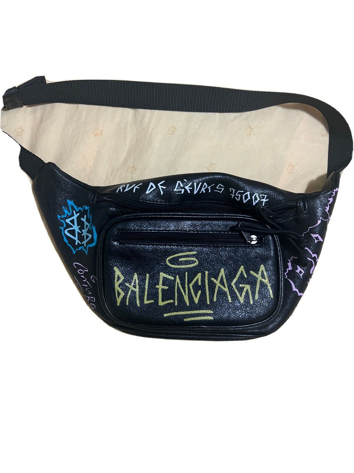 BALENCIAGA NAVY LOGO WHEEL BELT BAG FANNY PACK  CRTBLNCHSHP